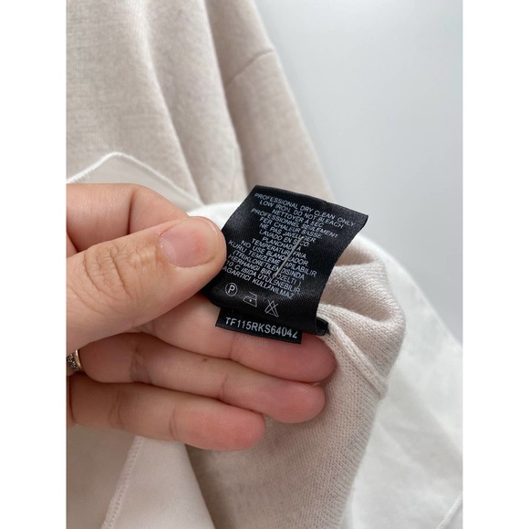 Tibi Merino Wool Mixed Media Pleated Hem Beige White Knit Sweater Size Small - Picture 6 of 6